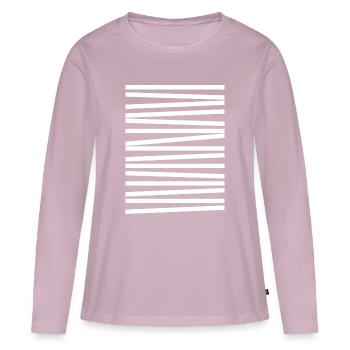 Conception géométrique des lignes diagonales - T-shirt manches longues Premium bio Femme - rose poudré - Devant - Julia (174cm)