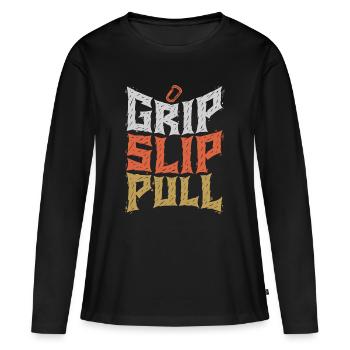 Grip Slip Pull Graphic Tee - T-shirt manches longues Premium bio Femme - noir - Devant - Julia (174cm)