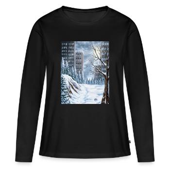 Hiver urbain parmi les gratte-ciel - T-shirt manches longues Premium bio Femme - noir - Devant - Julia (174cm)