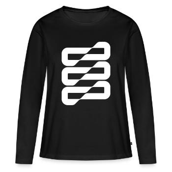 Bandes d’ondes de flux Résumé - T-shirt manches longues Premium bio Femme - noir - Devant - Julia (174cm)