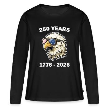 250e anniversaire de l’American Eagle - T-shirt manches longues Premium bio Femme - noir - Devant - Julia (174cm)