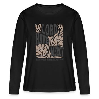 LORD HAVE MERCY Floral Script - Women's Premium Organic Long Sleeve Shirt - black - Front - Julia (174cm)