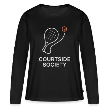 Courtside Paddel Gesellschaft - Frauen Premium Bio Langarmshirt - Schwarz - Vorne - Julia (174cm)
