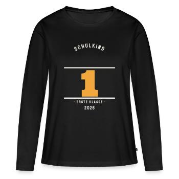 Schulkind Nr. 1 – Erste Klasse 2026 Einschulung - Frauen Premium Bio Langarmshirt - Schwarz - Vorne - Julia (174cm)