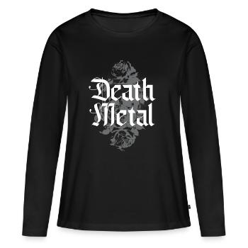 Death Metal Roses Gothic T-Shirt - Frauen Premium Bio Langarmshirt - Schwarz - Vorne - Julia (174cm)