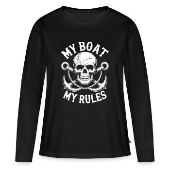 Skull & Anchor : Mon bateau, mes règles - T-shirt manches longues Premium bio Femme - noir - Devant - Julia (174cm)