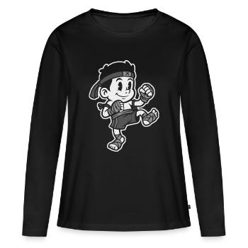 Little Nak Muay – Combattant Muay Thaï - T-shirt manches longues Premium bio Femme - noir - Devant - Julia (174cm)
