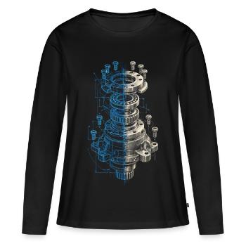 Opérateur de machine de découpe, fraiseuse CNC - T-shirt manches longues Premium bio Femme - noir - Devant - Julia (174cm)