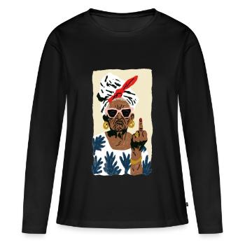 Style Grand-mère Espiègle - T-shirt manches longues Premium bio Femme - noir - Devant - Julia (174cm)