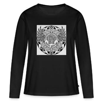 Ne jamais abandonner les ailes de mandala avec le sryle maori - T-shirt manches longues Premium bio Femme - noir - Devant - Julia (174cm)