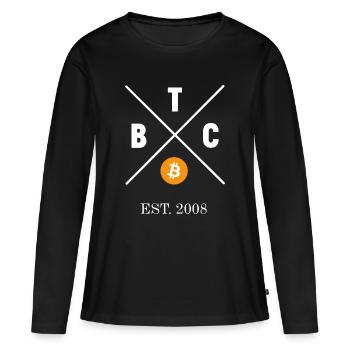 Bitcoin Freedom BTC Crypto Bitcoin Trader To Moon - Frauen Premium Bio Langarmshirt - Schwarz - Vorne - Julia (174cm)