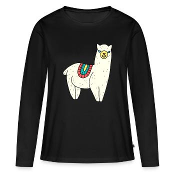 alpaca - Women's Premium Organic Long Sleeve Shirt - black - Front - Julia (174cm)