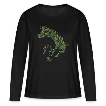 Flames Fire Horse Metallic Burn Head Gift - Women's Premium Organic Long Sleeve Shirt - black - Front - Julia (174cm)