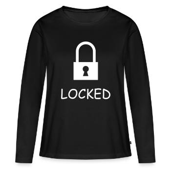 Schloss geschlossen mit Text: "Locked" - Frauen Premium Bio Langarmshirt - Schwarz - Vorne - Julia (174cm)