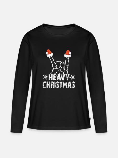Heavy Christmas - Frauen Premium Bio Langarmshirt - Schwarz