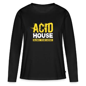 Acid House blows your mind. Techno, Rave, Electro - T-shirt manches longues Premium bio Femme - noir - Devant - Julia (174cm)