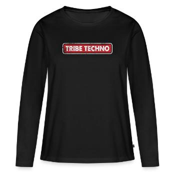Tribe Techno | Wir lieben Techno-Musik - Frauen Premium Bio Langarmshirt - Schwarz - Vorne - Julia (174cm)