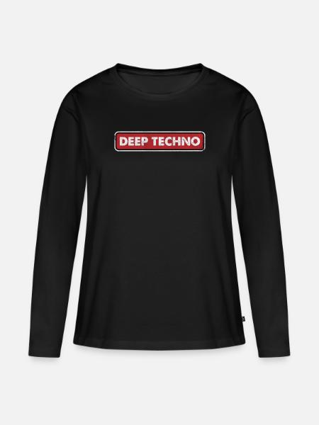 Deep Techno - Frauen Premium Bio Langarmshirt - Schwarz