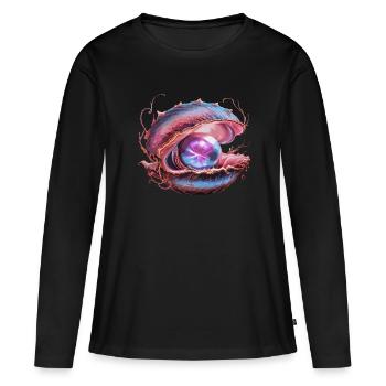 Perle für einen Strandmuschel Liebhaber - Frauen Premium Bio Langarmshirt - Schwarz - Vorne - Julia (174cm)