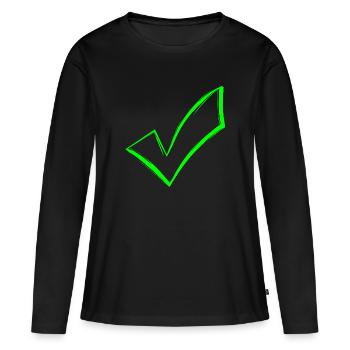 Coche OK icône envoyé - T-shirt manches longues Premium bio Femme - noir - Devant - Julia (174cm)
