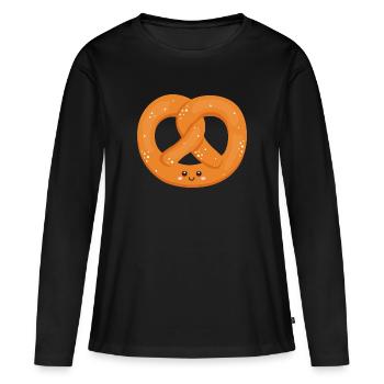 Bretzel Drôle De Bretzel - T-shirt manches longues Premium bio Femme - noir - Devant - Julia (174cm)