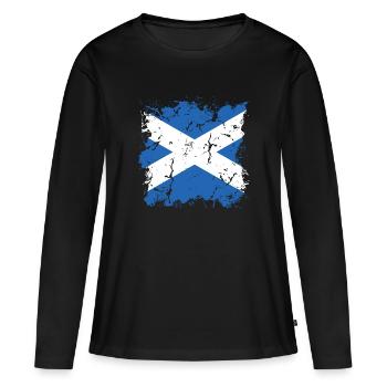 Schottland Flagge Schottische Fahne Alba GB UK - Frauen Premium Bio Langarmshirt - Schwarz - Vorne - Julia (174cm)