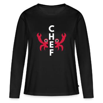 Chef (geteilte Krabbe) - Frauen Premium Bio Langarmshirt - Schwarz - Vorne - Julia (174cm)