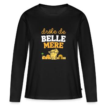Cadeau Belle Mère Noel Anniversaire - T-shirt manches longues Premium bio Femme - noir - Devant - Julia (174cm)