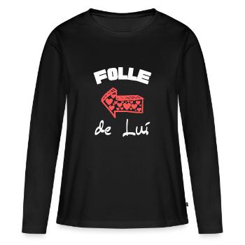Cadeau Saint Valentin pour Femme - T-shirt manches longues Premium bio Femme - noir - Devant - Julia (174cm)
