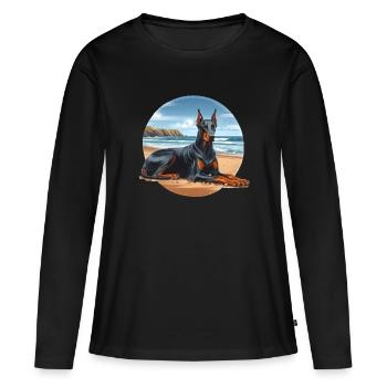 Doberman Laying on the Beach - Women's Premium Organic Long Sleeve Shirt - black - Front - Julia (174cm)