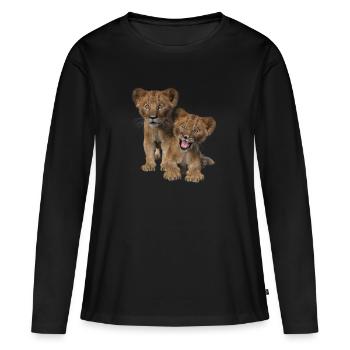Les lions, les lions, les lions - T-shirt manches longues Premium bio Femme - noir - Devant - Julia (174cm)