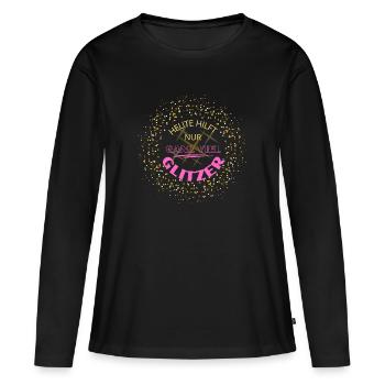 HEUTE HILFT NUR GANZ VIEL GLITZER! cooler Spruch - Frauen Premium Bio Langarmshirt - Schwarz - Vorne - Julia (174cm)