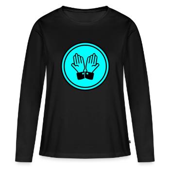 cercle de prière des mains - T-shirt manches longues Premium bio Femme - noir - Devant - Julia (174cm)