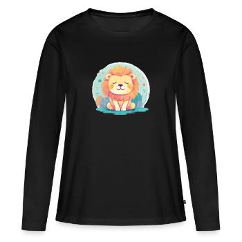 Lion - T-shirt manches longues Premium bio Femme - noir - Devant - Julia (174cm)