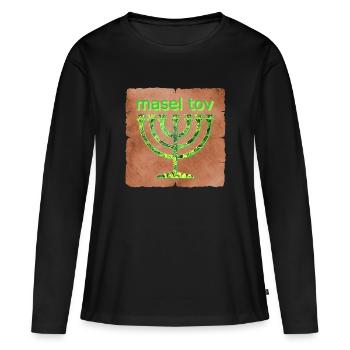 masel tov e 35 - Frauen Premium Bio Langarmshirt - Schwarz - Vorne - Julia (174cm)