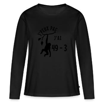 j'peux pas j'ai 49-3 - T-shirt manches longues Premium bio Femme - noir - Devant - Julia (174cm)