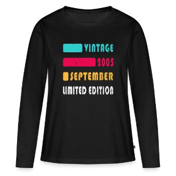 Septembre 2005 Anniversaire Septembre 2005 Septembre - T-shirt manches longues Premium bio Femme - noir - Devant - Julia (174cm)