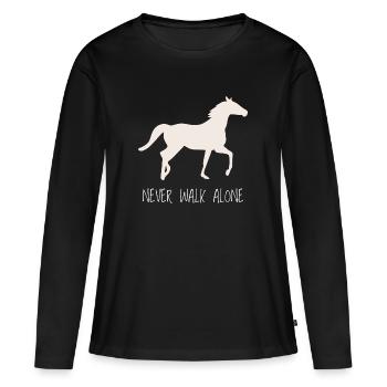 Fille de cheval sur un cheval cadeau pour les filles - T-shirt manches longues Premium bio Femme - noir - Devant - Julia (174cm)