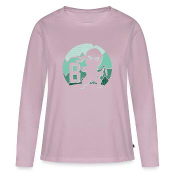6 ans garçon 6ème anniversaire enfants ninja - T-shirt manches longues Premium bio Femme - rose poudré - Devant - Julia (174cm)
