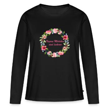 veganemaedchen2 - Frauen Premium Bio Langarmshirt - Schwarz - Vorne - Julia (174cm)