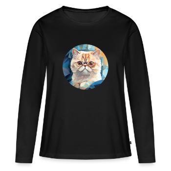 Exotische Kurzhaarkatze - Frauen Premium Bio Langarmshirt - Schwarz - Vorne - Julia (174cm)