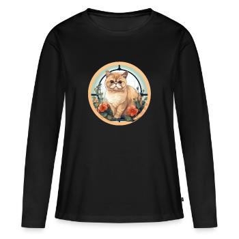 Exotische Kurzhaarkatze - Frauen Premium Bio Langarmshirt - Schwarz - Vorne - Julia (174cm)