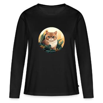 Exotische Kurzhaarkatze - Frauen Premium Bio Langarmshirt - Schwarz - Vorne - Julia (174cm)