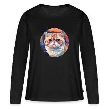 Exotische Kurzhaarkatze - Frauen Premium Bio Langarmshirt - Schwarz - Vorne - Julia (174cm)
