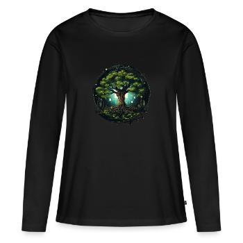 Baum Technologie - Frauen Premium Bio Langarmshirt - Schwarz - Vorne - Julia (174cm)