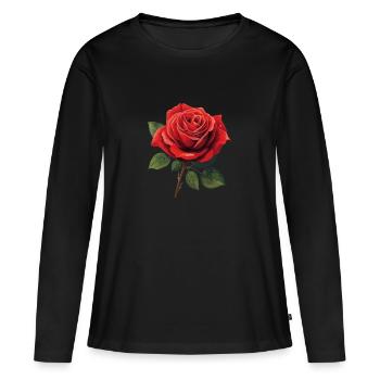 rote rose - Frauen Premium Bio Langarmshirt - Schwarz - Vorne - Julia (174cm)