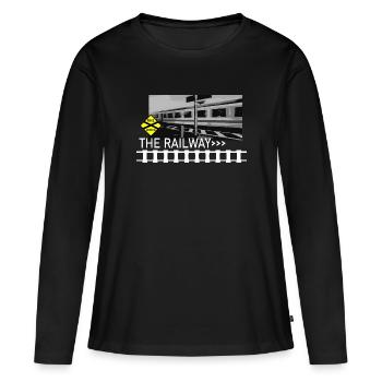 LE CHEMIN DE fer - T-shirt manches longues Premium bio Femme - noir - Devant - Julia (174cm)