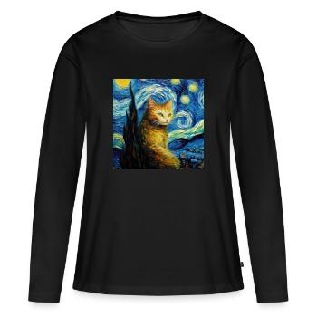 Cat, Cat Motif - Women's Premium Organic Long Sleeve Shirt - black - Front - Julia (174cm)