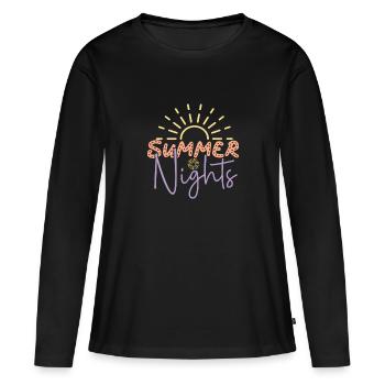 Nuits d’été - T-shirt manches longues Premium bio Femme - noir - Devant - Julia (174cm)