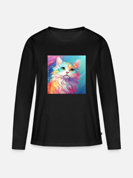 cat, cat motif, anime, gift, gift ideas - Women's Premium Organic Long Sleeve Shirt - black